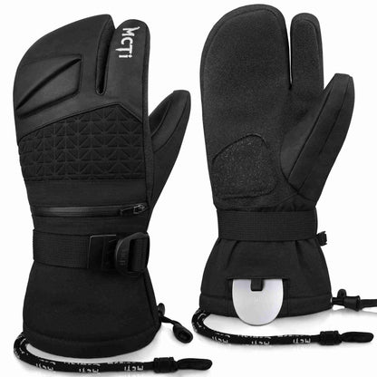 MCTi Snowboard Gloves with Wrist Guard 3-Finger Waterproof Mittens for Winter Snow Skiing EXSKI