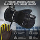 MCTi Snowboard Gloves with Wrist Guard 3-Finger Waterproof Mittens for Winter Snow Skiing EXSKI