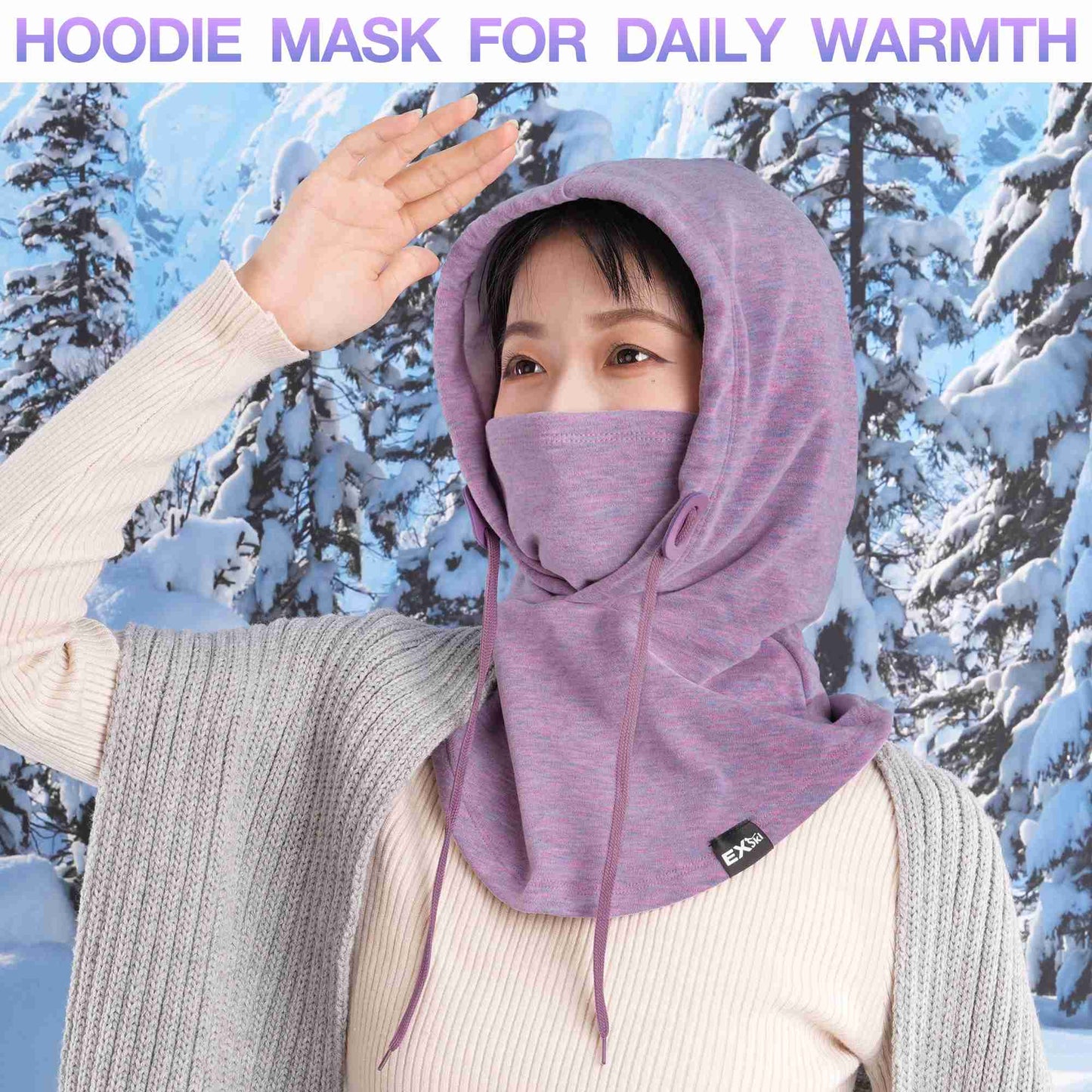 EXski Balaclava Ski Mask, Warm Winter Ski Hood Face Mask Neck Warmer Scarf for Cold Weather EXSKI