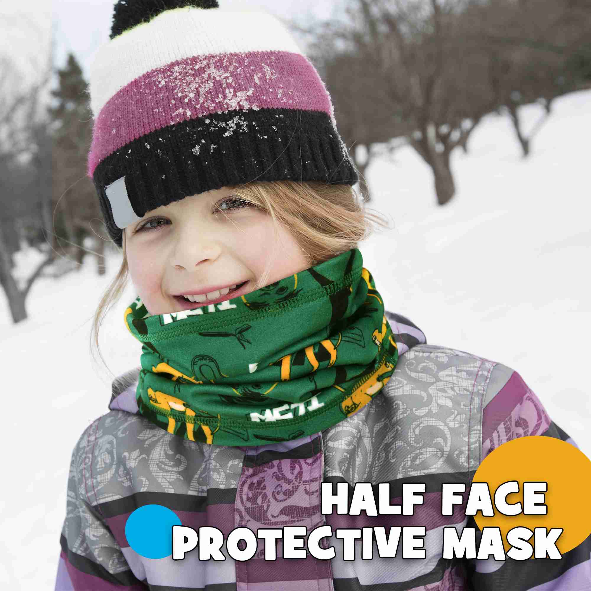 MCTi Kids Neck Warmer - Fleece Scarf and Face Mask Set for Winter