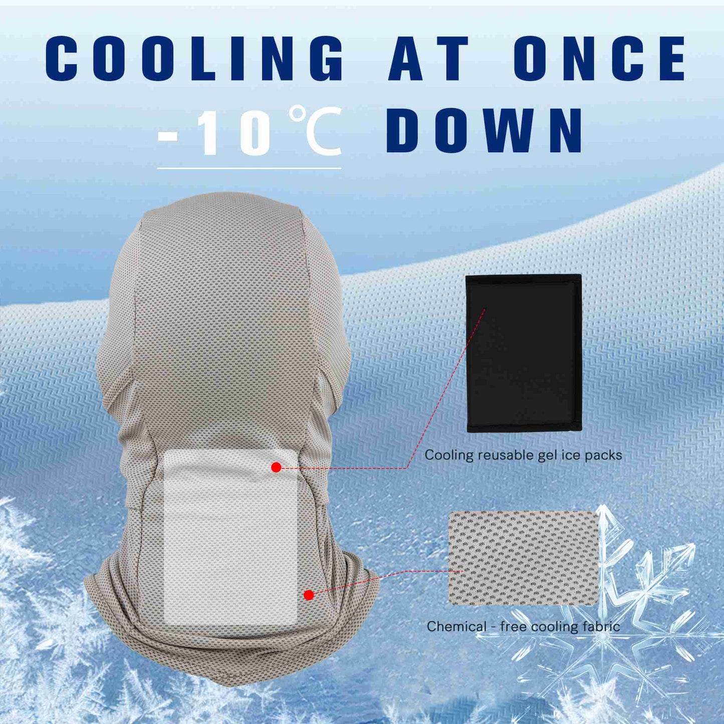 Botack Cooling Balaclava with Reusable Gel Ice Packs for Outdoor Sun Protection Botack