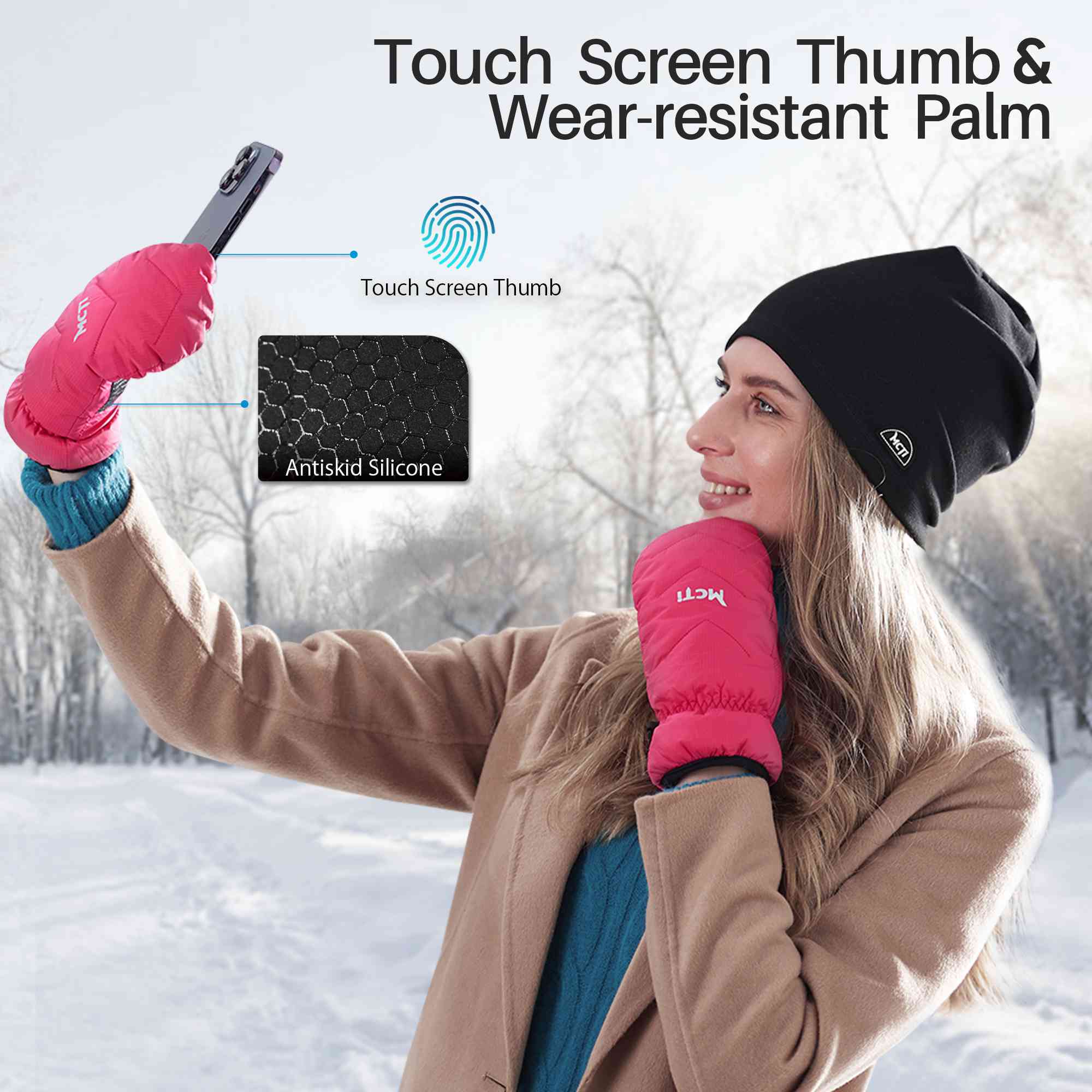 MCTi Women s Goose Down Mittens Waterproof Touch Screen Packable Mitts EXSKI