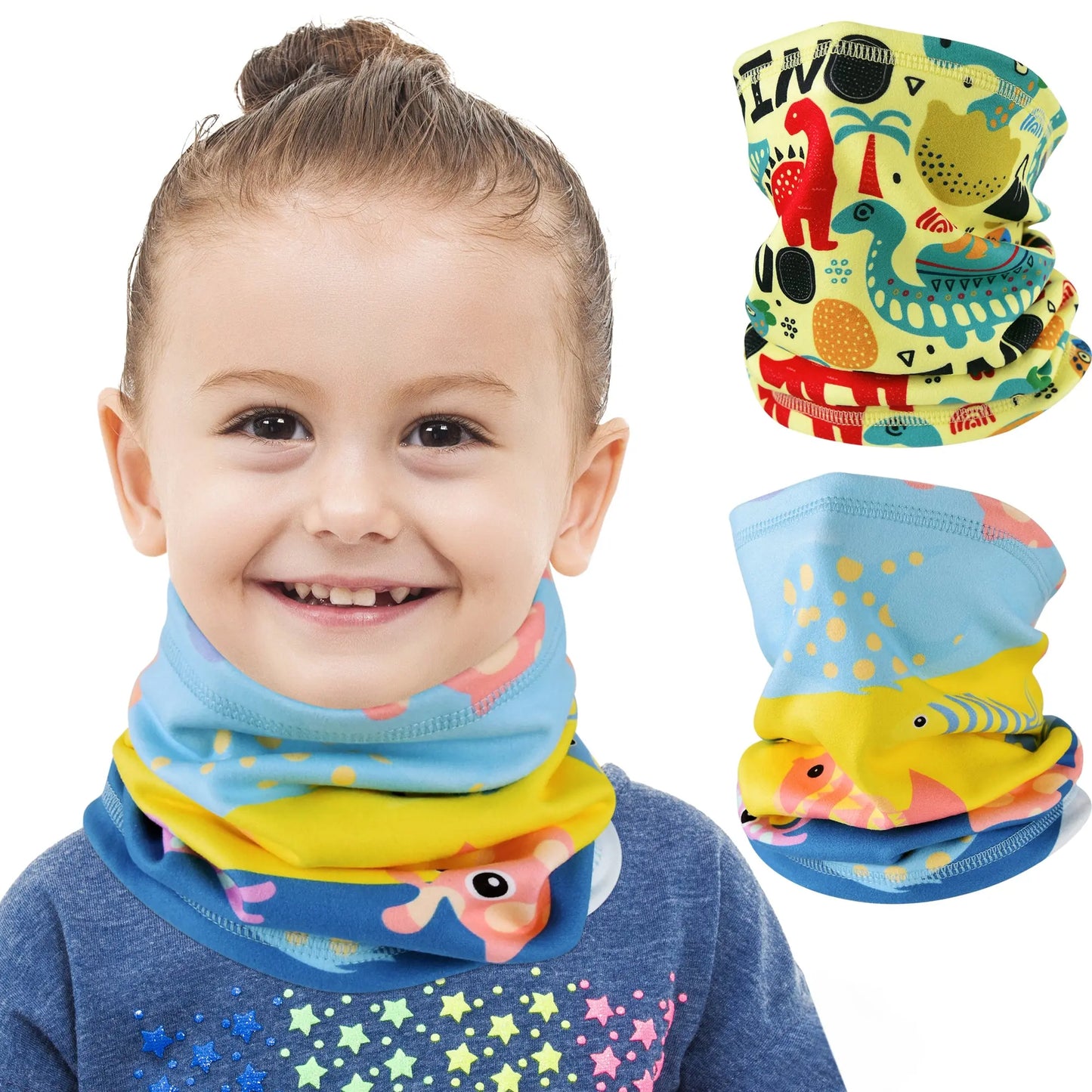 EXski 2 Pack Kids Winter Neck Scarf Gaiter Warmer Soft for Snow Sports Girls Boys Age 2-12 EXSKI