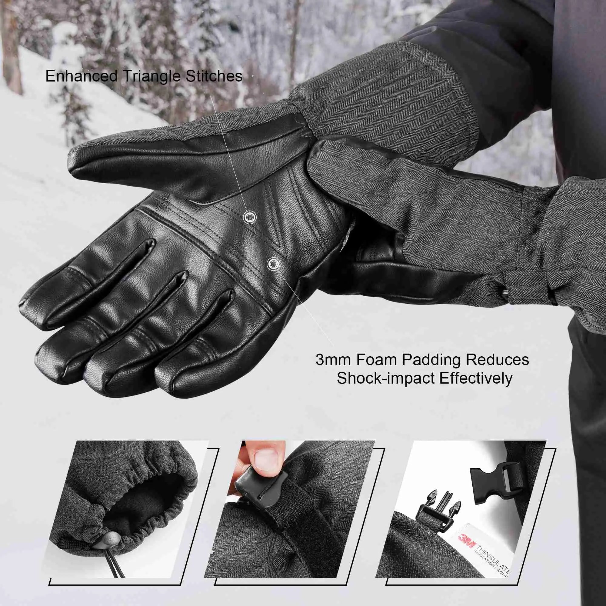 MCTi Ski Gloves Winter Waterproof Snowboard 3M Thinsulate Gloves