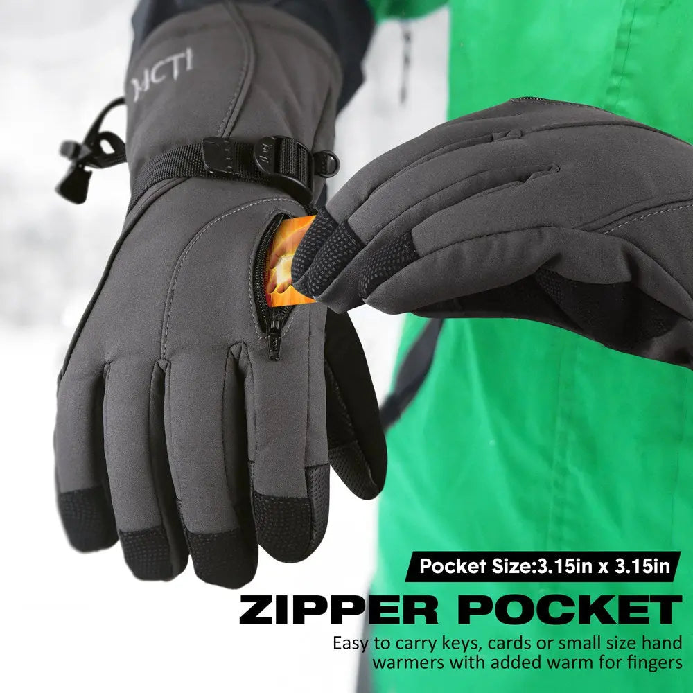 MCTi Waterproof Mens Ski Gloves Winter Warm Snowboard Cold Weather