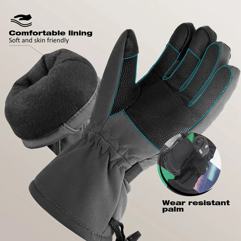 MCTi Waterproof Mens Ski Gloves Winter Warm Snowboard Cold Weather