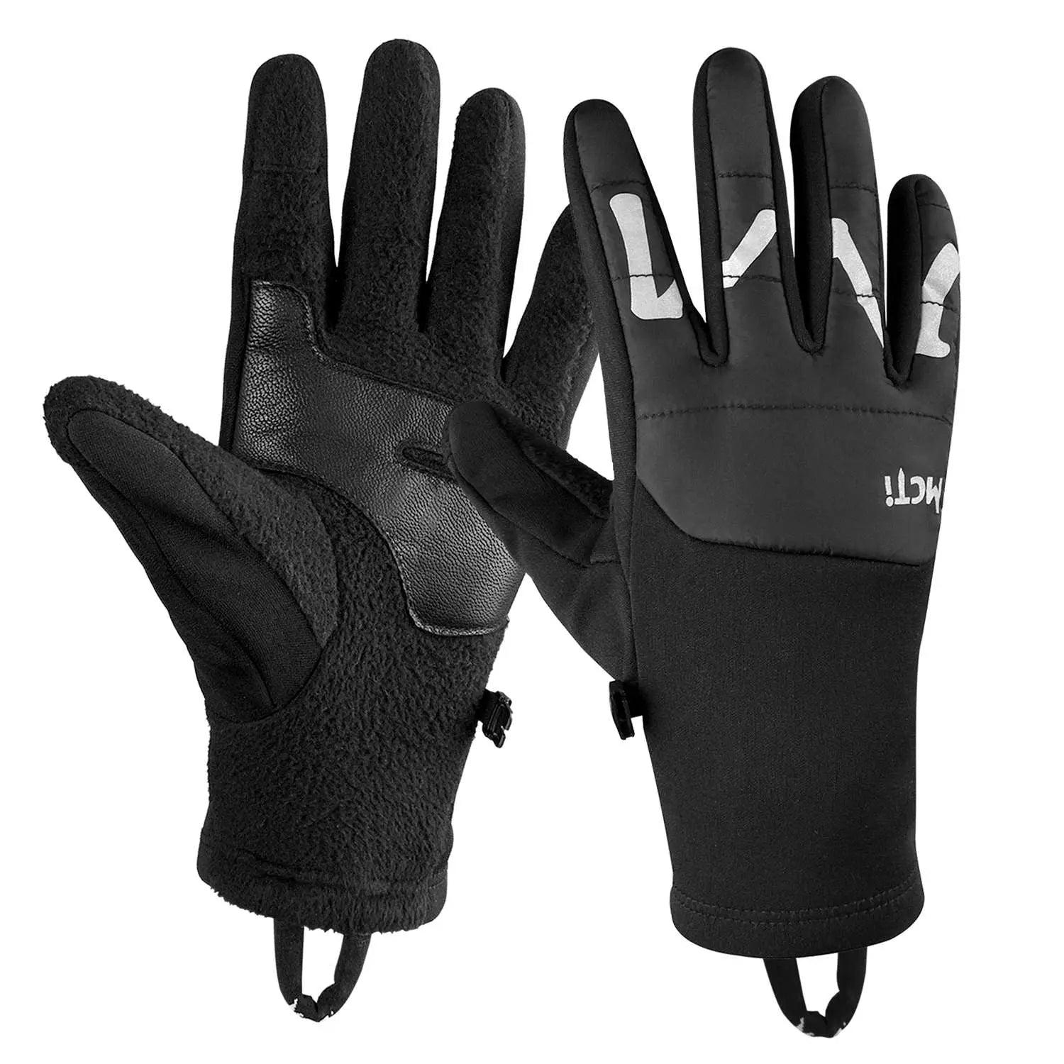 MCTi Winter Gloves Touchscreen Warm Fleece Lining Goatskin Leather Palm for Men Women Running Cycling MCTi