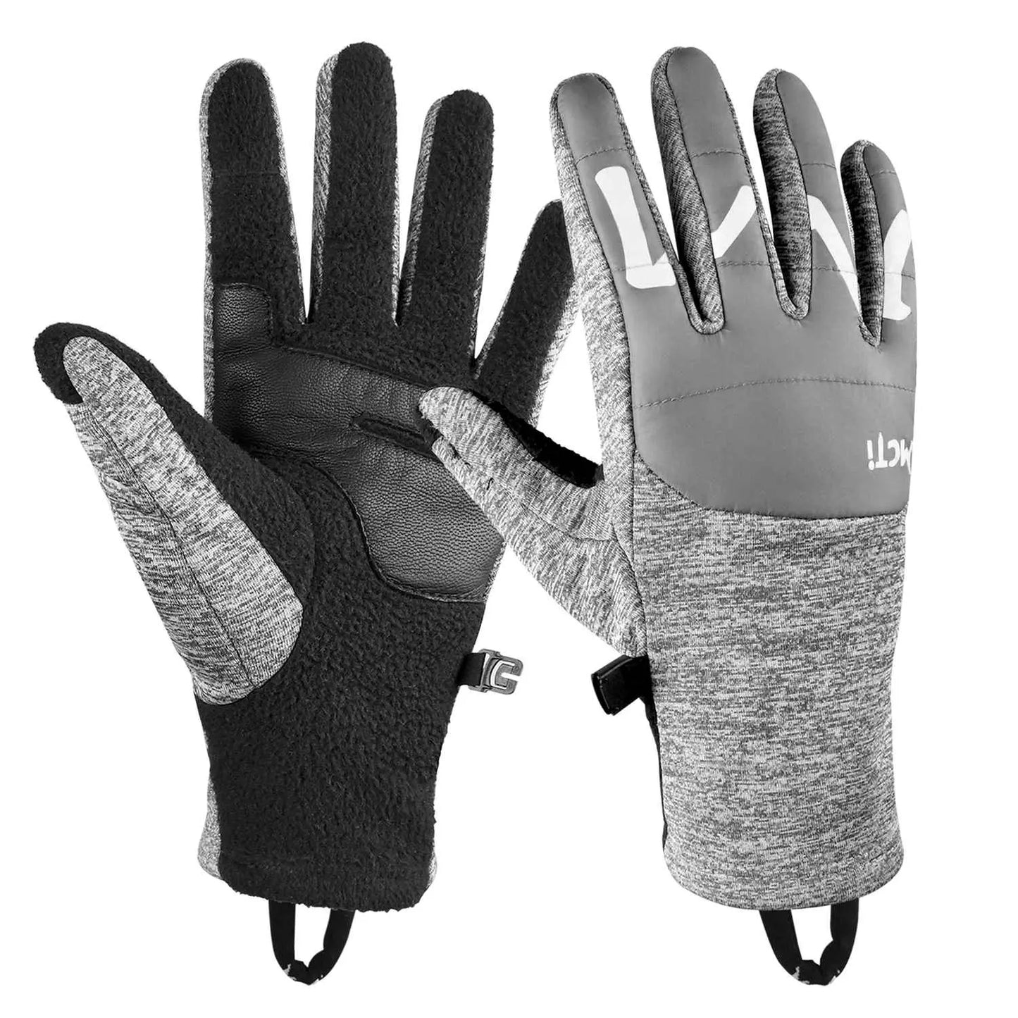 MCTi Winter Gloves Touchscreen Warm Fleece Lining Goatskin Leather Palm for Men Women Running Cycling MCTi