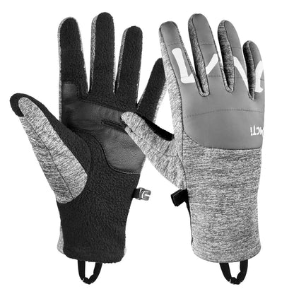 MCTi Winter Gloves Touchscreen Warm Fleece Lining Goatskin Leather Palm for Men Women Running Cycling MCTi