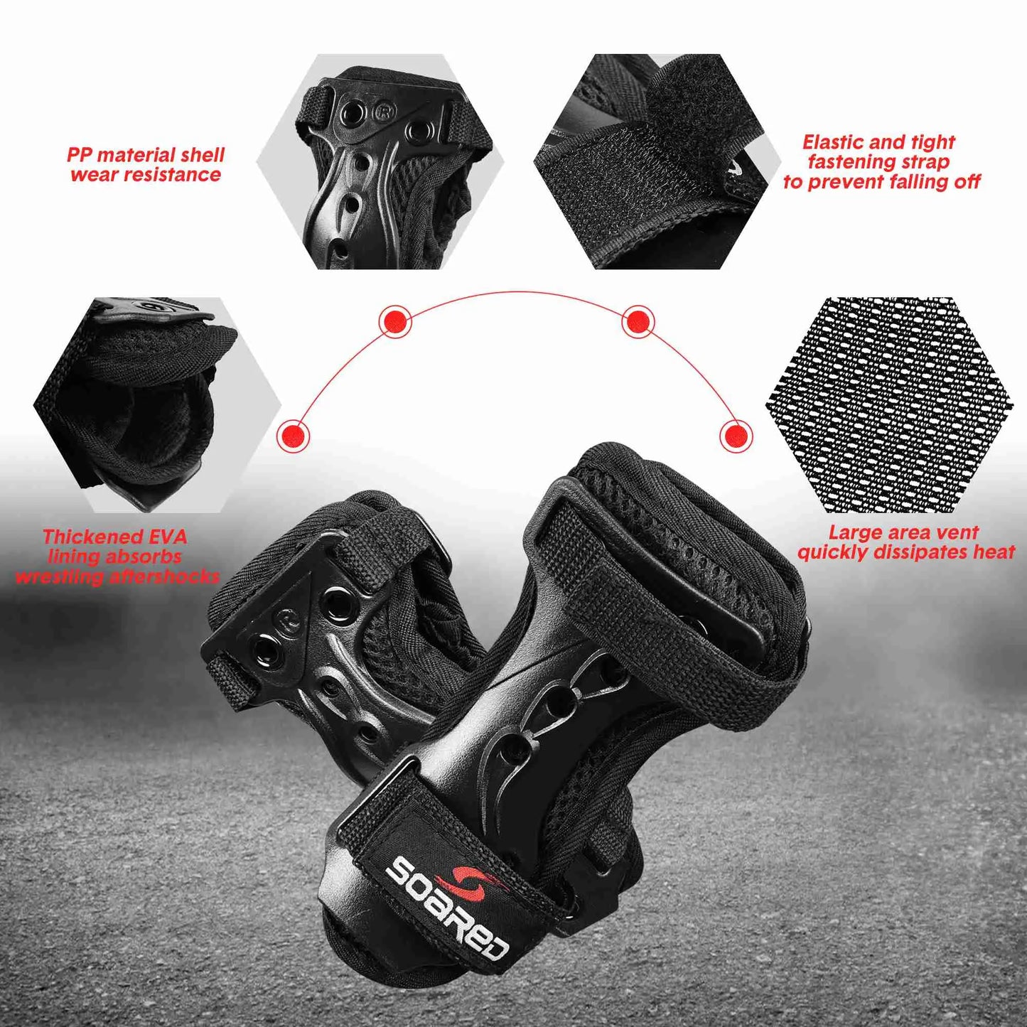 Soared Skating Impact Wrist Guards Protective Gear Gloves for Skateboard Skiing Snowboard SOARED